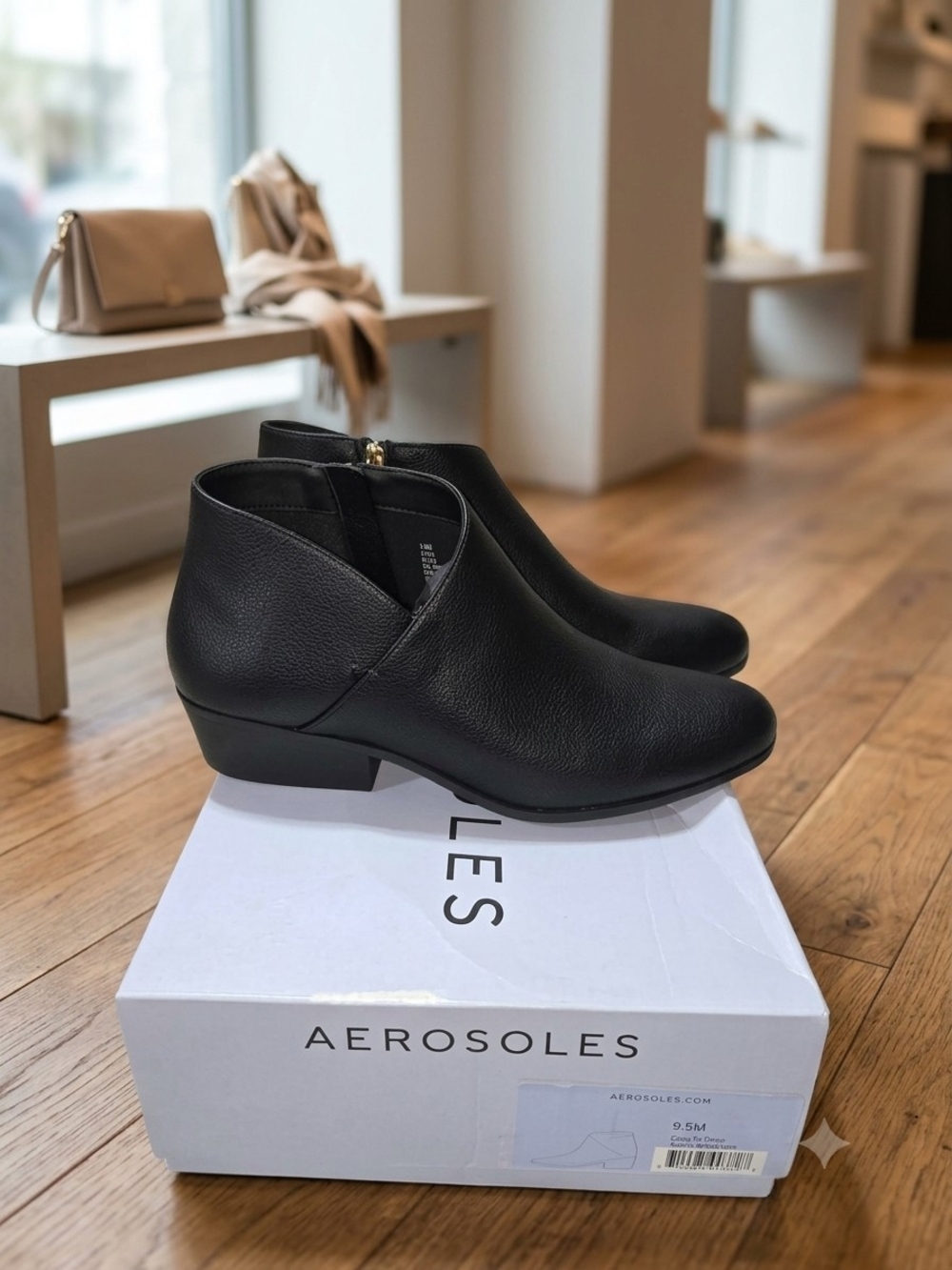 Aerosoles Cayru Faux Shearling Black Ankle Boots US 9.5 NWT